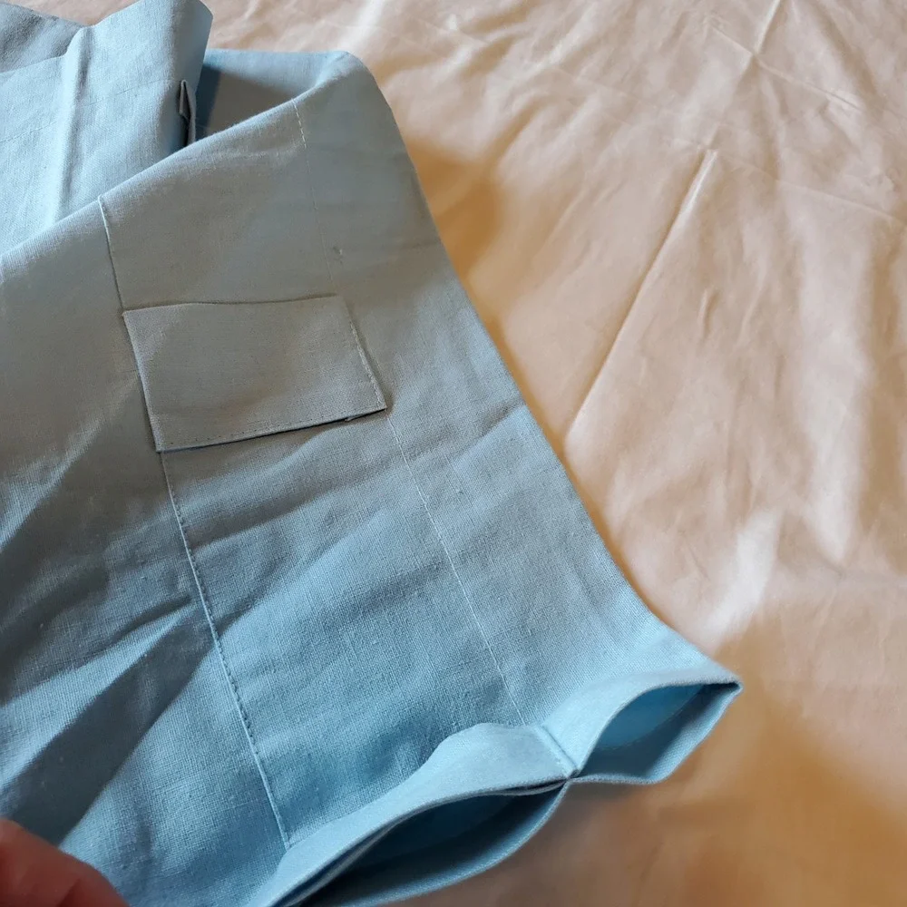 Pier 1 Imports Light Blue Linen Cotton Pintuck Curtain Panels 54x84 Set of 2